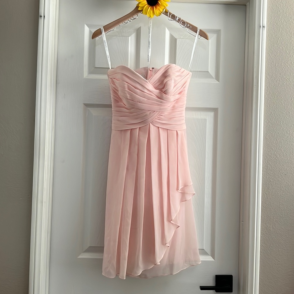 David bridal blush chiffon bridesmaid dress